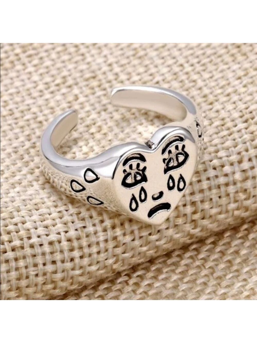 Crying sad face INSTA ring
